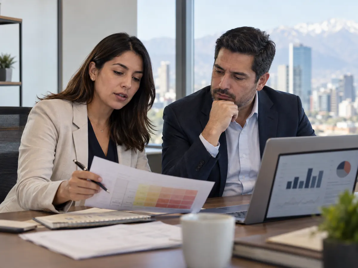 Equipo directivo revisando riesgos y multas de la Ley 21.719